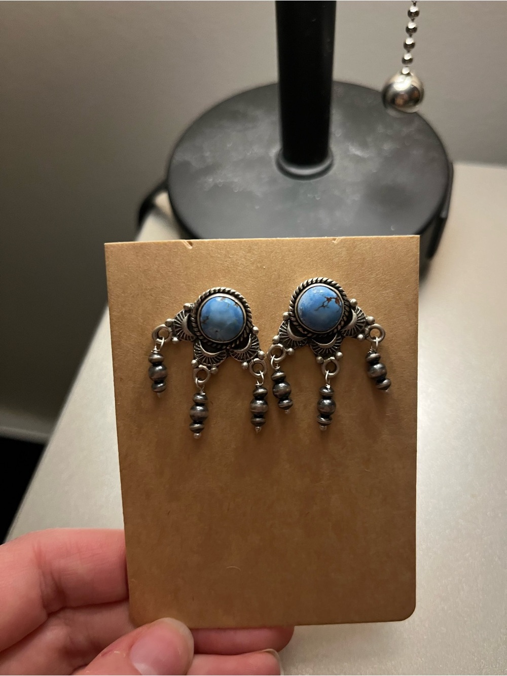 Golden Hills Turquoise Sterling Silver Stud Dangle Earrings - Southwestern Style